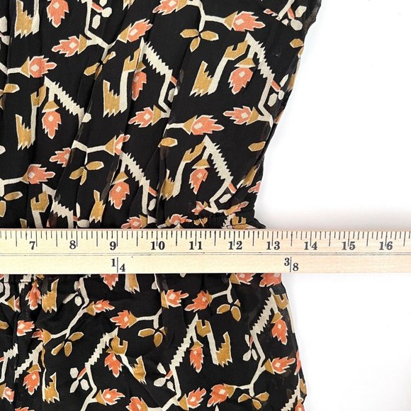 Anthropologie Dolan Sz L 100% Silk Black Rolakan Tapestry Print Romper Jumpsuit - Picture 7 of 9